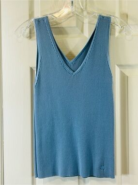 Calvin Klein Teal Ribbed V-Neck Tank Top